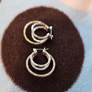 Elegant Two-Tone Hoop Earrings